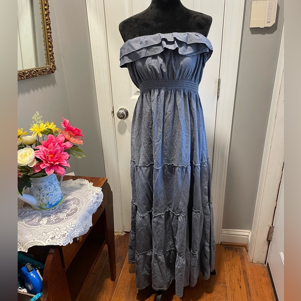 Plus Denim looking Maxi dress